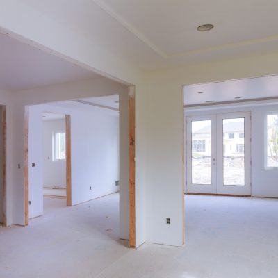 Room interior with drywall installed new house for the under construction